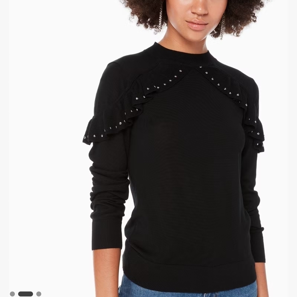 kate Spade Wool Black Ruffled Sweater